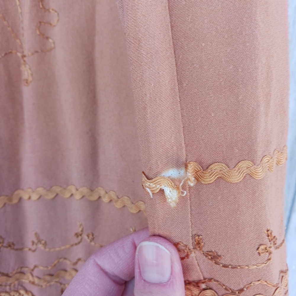 Women’s‎ Free Size Maxi Skirt Embroidered Ombre Orange Hippie Festival Gypsy - Picture 3 of 6